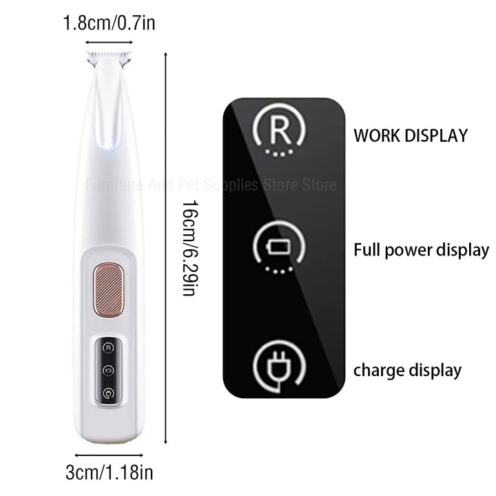 Cortador de Pelos para Patas de Cães com Luz LED - À Prova D’Água e Display Digital