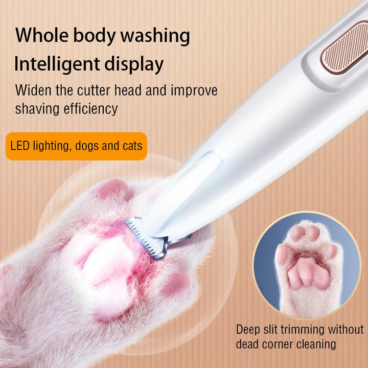 Cortador de Pelos para Patas de Cães com Luz LED - À Prova D’Água e Display Digital